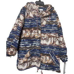 Vintage Diana Marco 100% Silk Quilted Jacket 80s Hooded Womens 18/XL